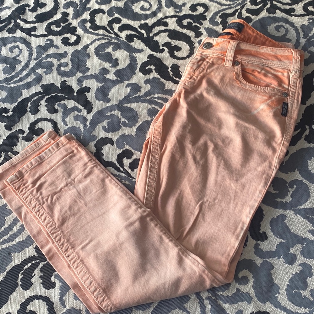 Women’s W30/L31 Silver Suki Skinny Orange Distressed Jeans